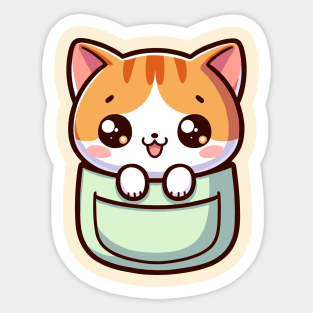 Domestic Shorthair Cat in Pocket Kawaii Peeking Kitten Sticker